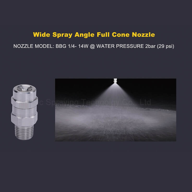 Wide spray angle full cone spray nozzle