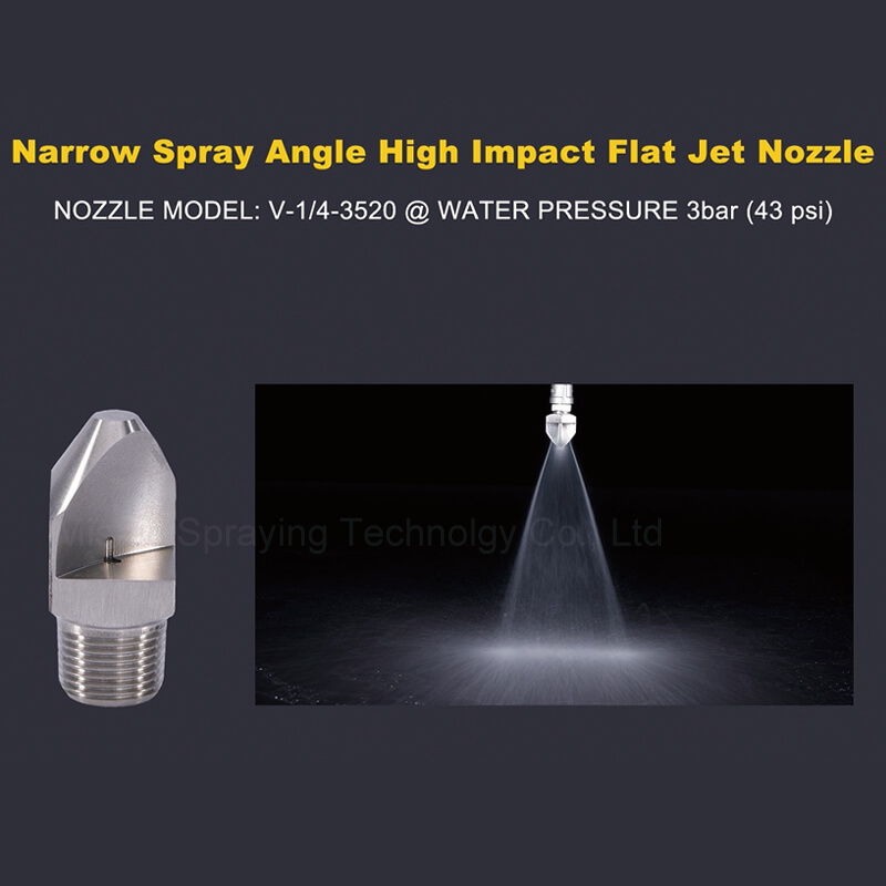 Narrow angle flat fan spray noz