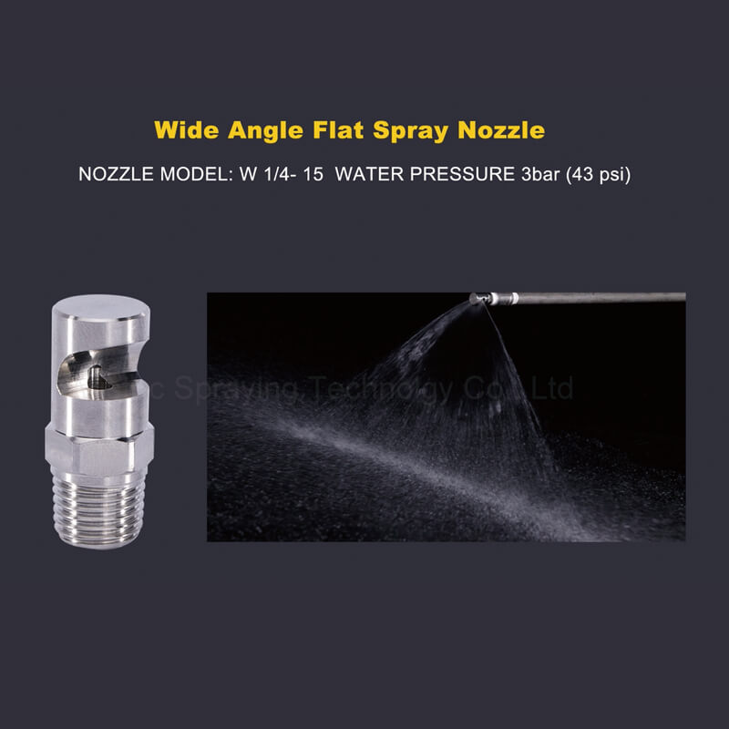 Wide angle flat fan spray nozzl