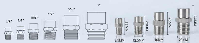 full cone nozzle sizes