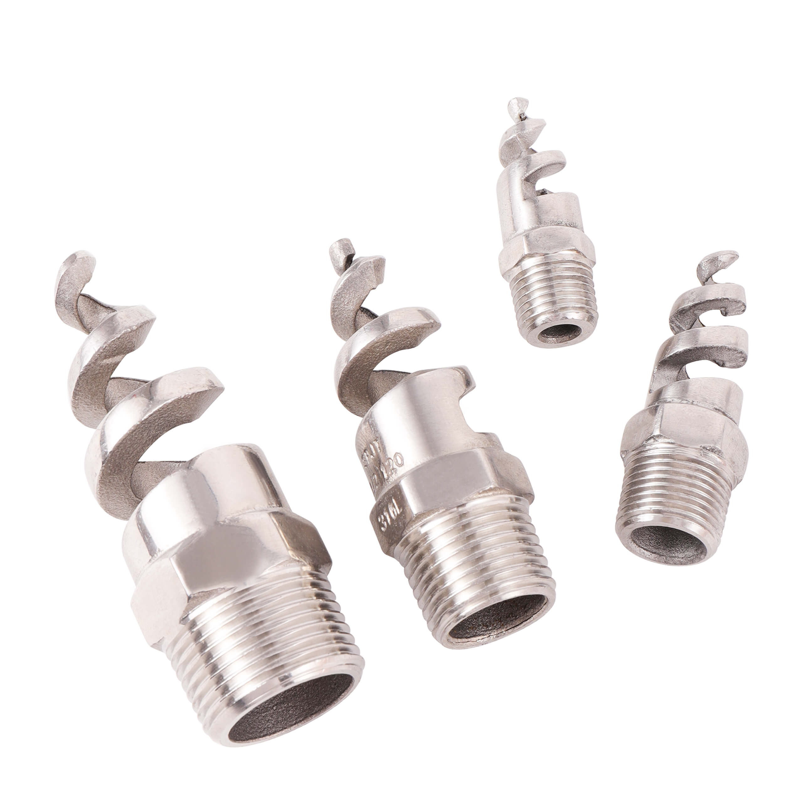 Spiral full cone spray nozzles