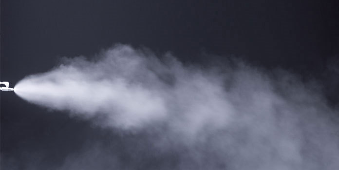 Air atomization nozzle particles
