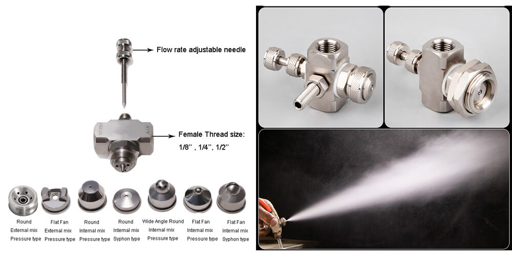 Industrial air atomizing spray nozzle